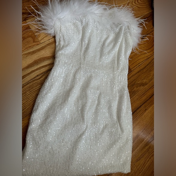 Women’s partly mini white dress - Picture 4 of 5